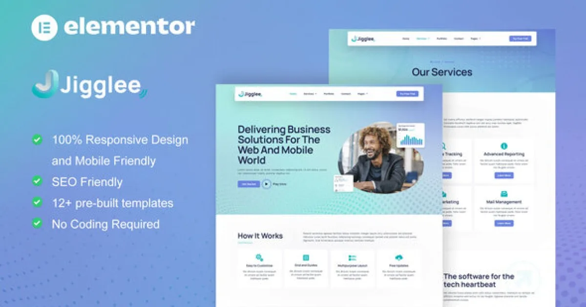 Jigglee – Tech Startup Business Elementor Template Kit