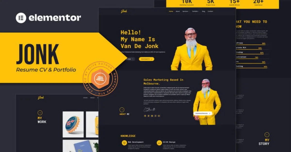Jonk – Resume CV & Portfolio Elementor Template Kit