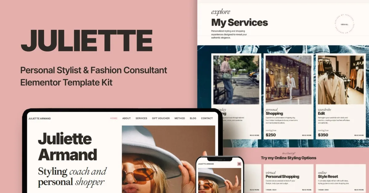 Juliette – Personal Stylist & Fashion Consultant Elementor Pro Template Kit