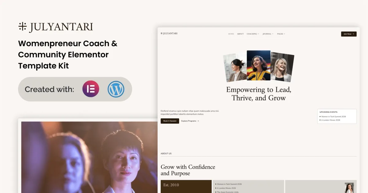 Julyantari – Womenpreneur Coach & Community Elementor Template Kit
