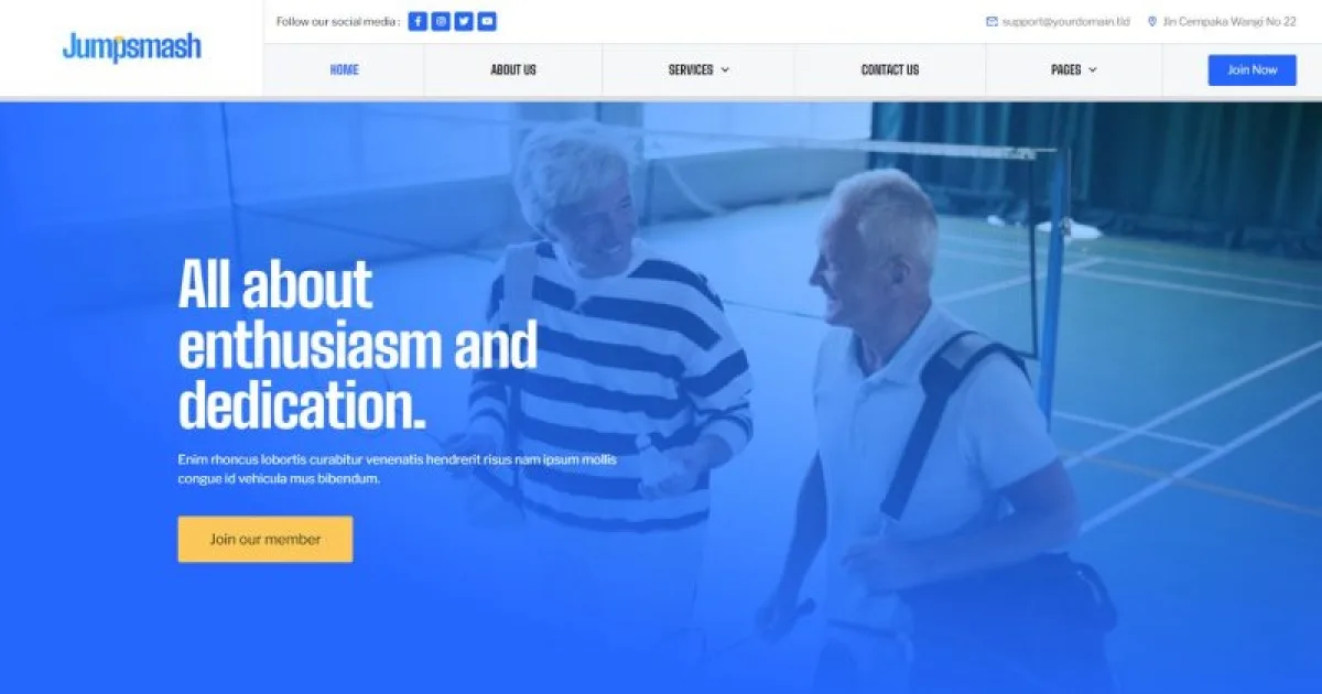 JumpSmash – Badminton Club & Sport Community Elementor Template Kit