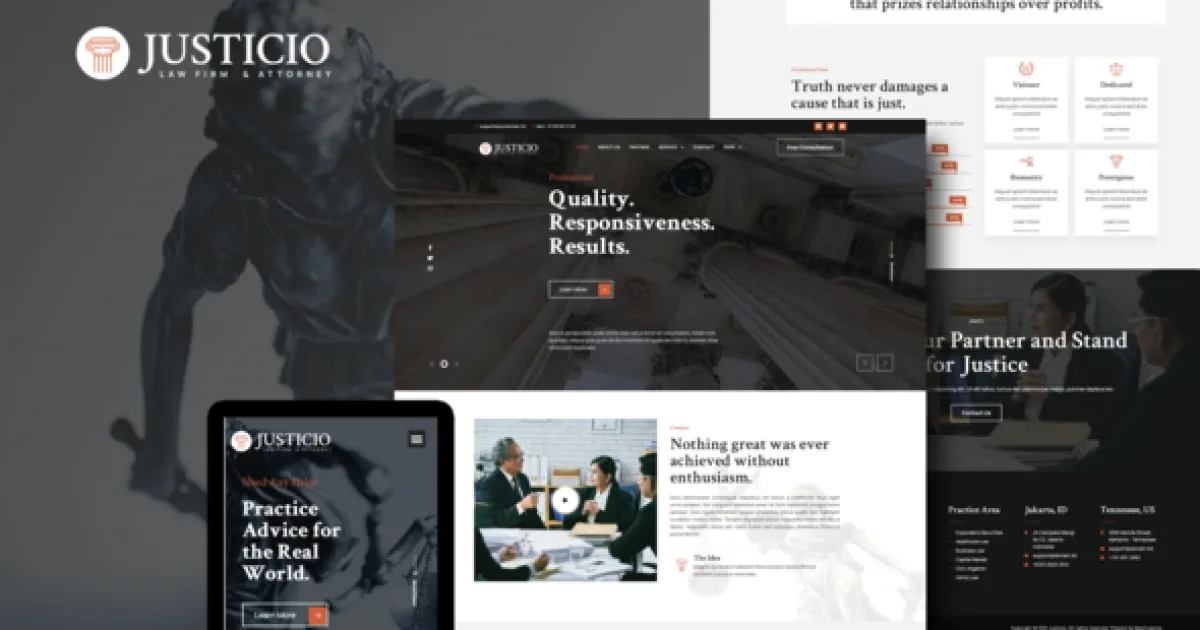 Justicio – Law Firm & Attorney Elementor Template Kit