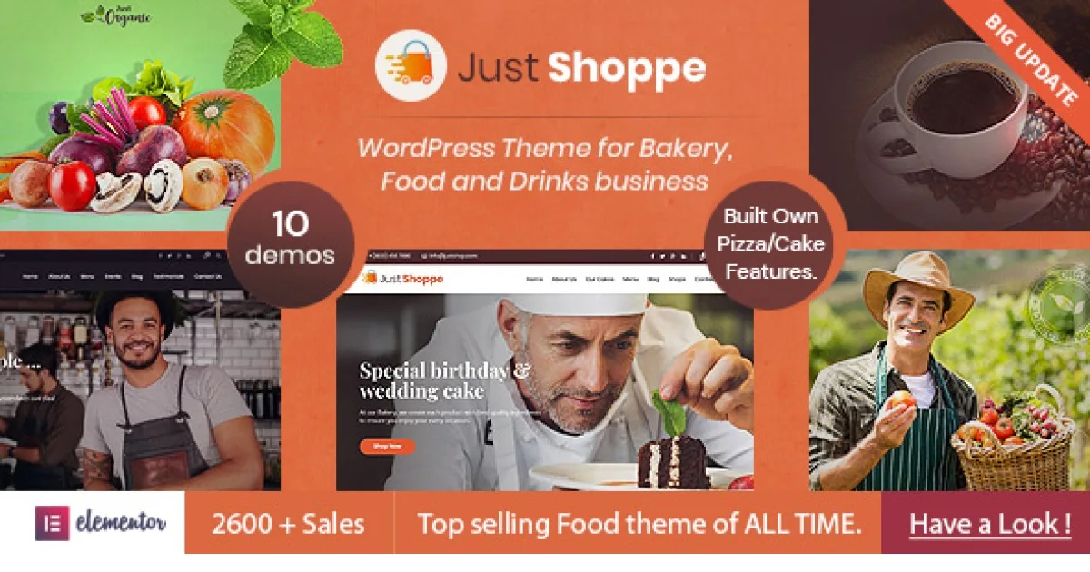 Justshoppe Theme – Elementor Cake Bakery WordPress Websites