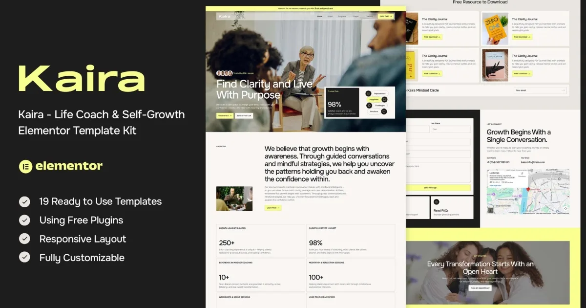 Kaira – Life Coach & Self-Growth Elementor Template Kit