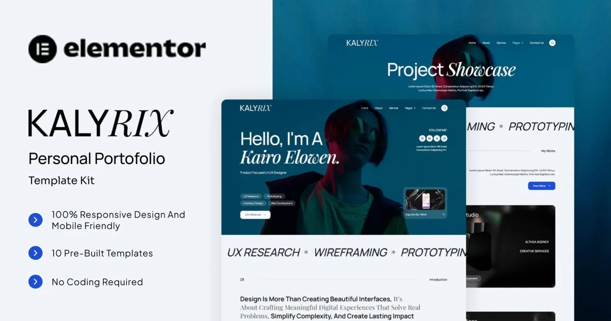 Kalyrix – Personal Portfolio Elementor Template Kit
