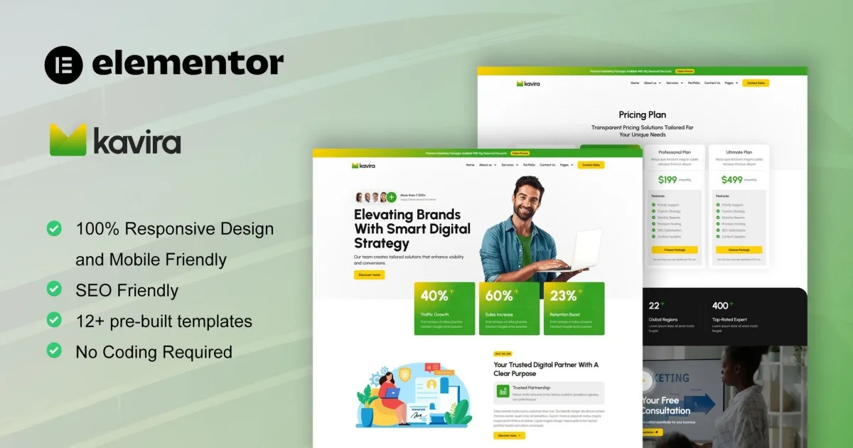 Kavira – Digital Marketing Agency Elementor Pro Template Kit
