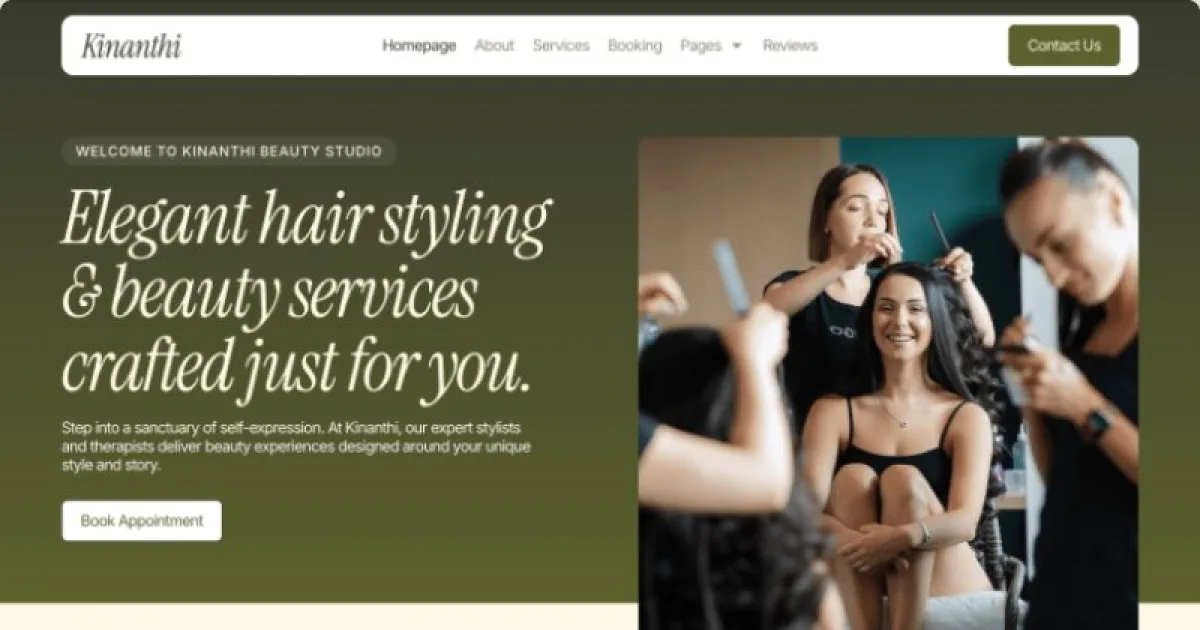 Kinanthi – Hair Stylist & Beauty Salon Elementor Pro Template Kit