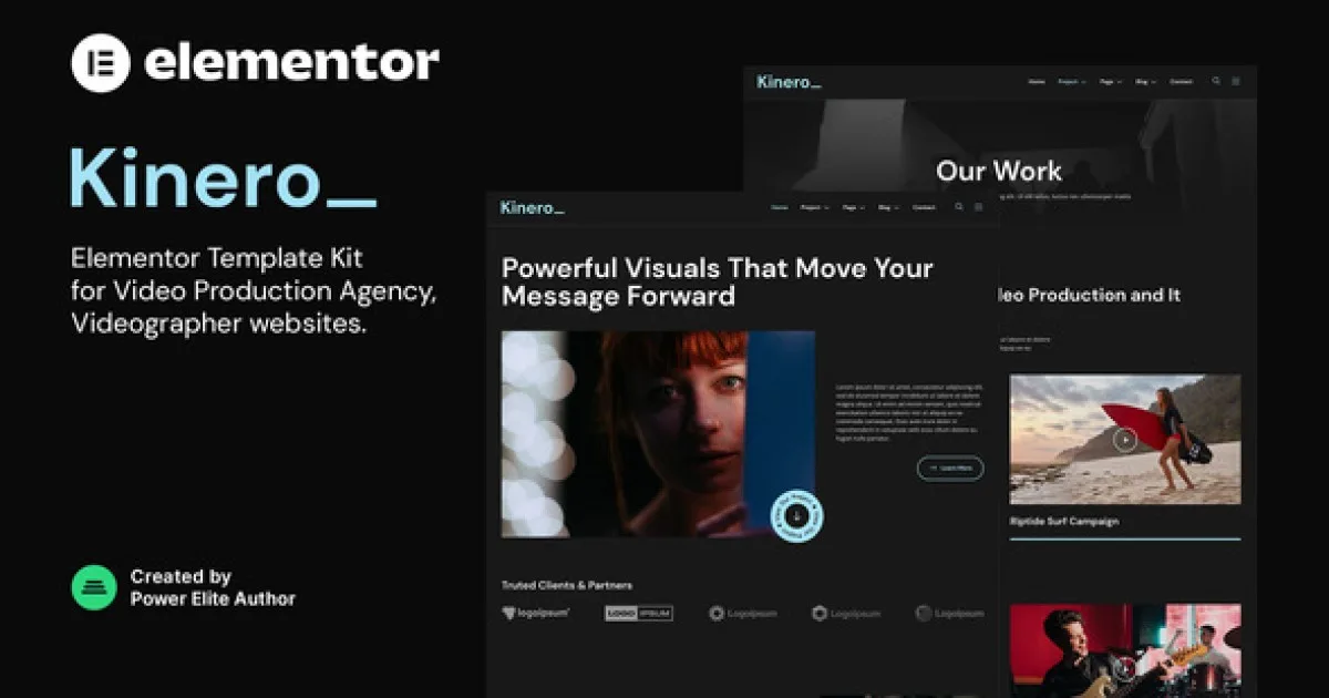 Kinerio – Video Production Agency Elementor Template Kit