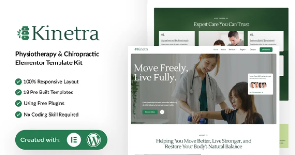 Kinetra – Physiotherapy & Chiropractic Elementor Template Kit