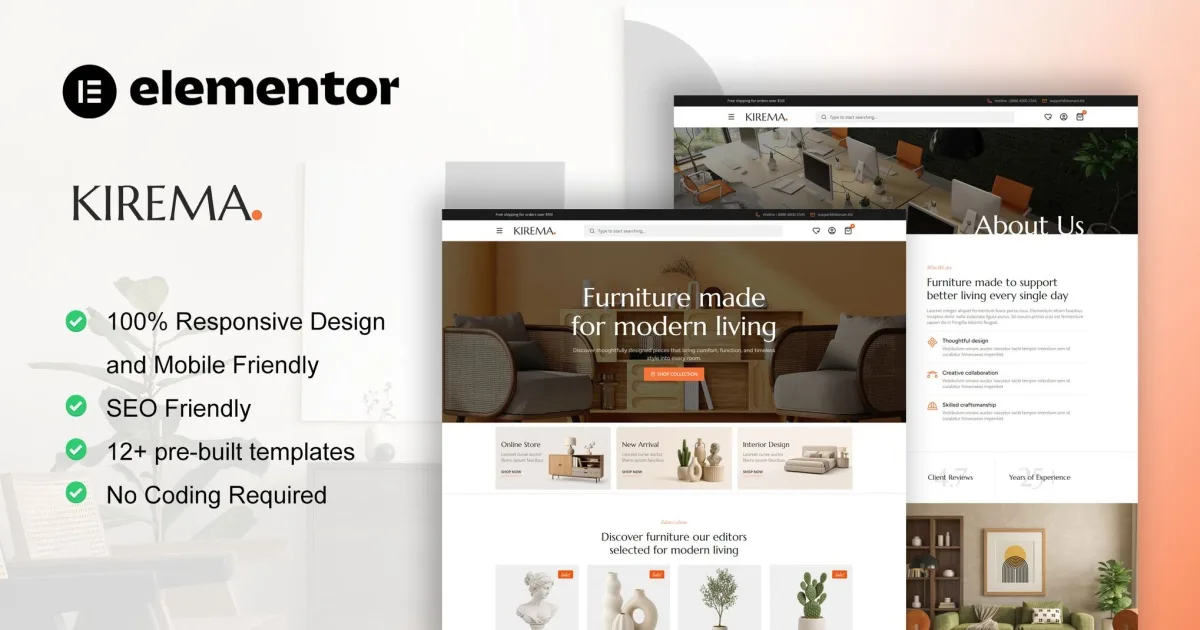 Kirema – Furniture Shop Elementor Pro Template Kit