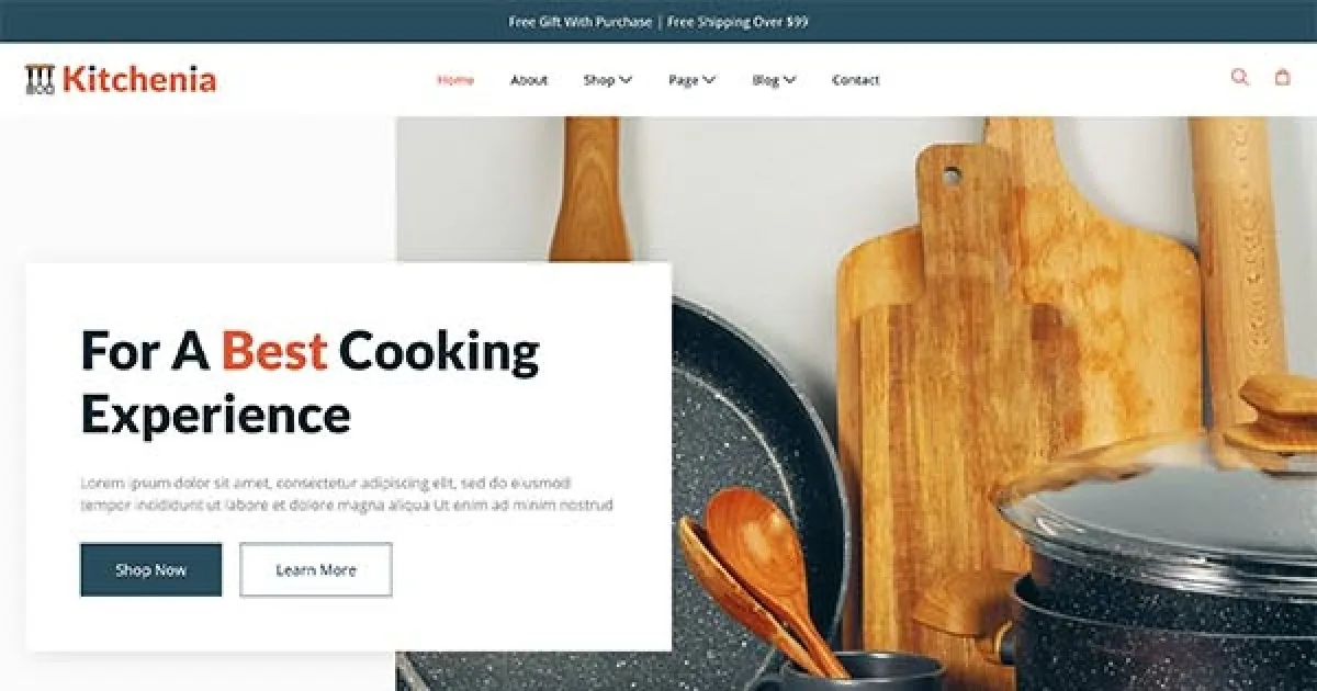 Kitchenia – Kitchenware & Cooking Utensils Store Template Kit