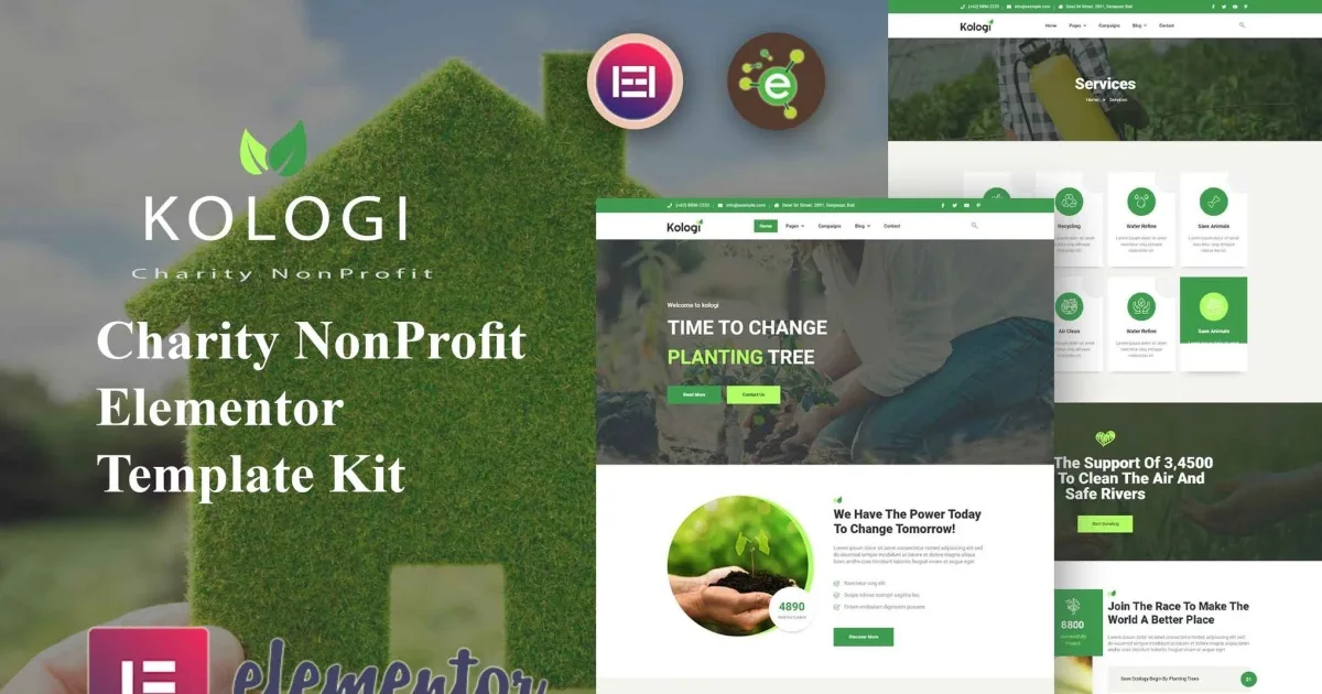 Kologi – Charity NonProfit Elementor Template Kit