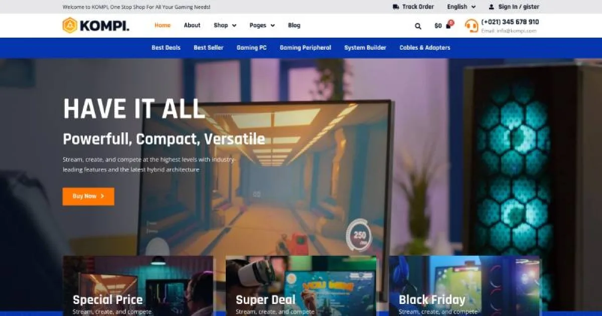 Kompi – Computer Store WordPress Elementor Template Kit