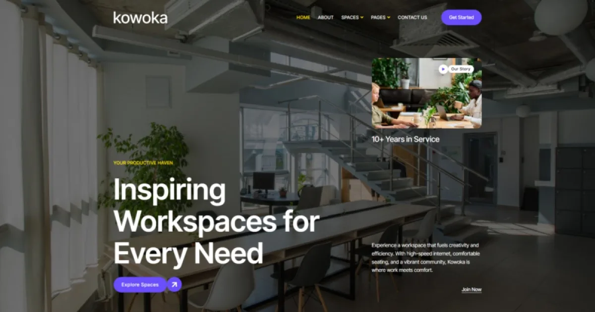 Kowoka – Coworking Space Rent Elementor Kit