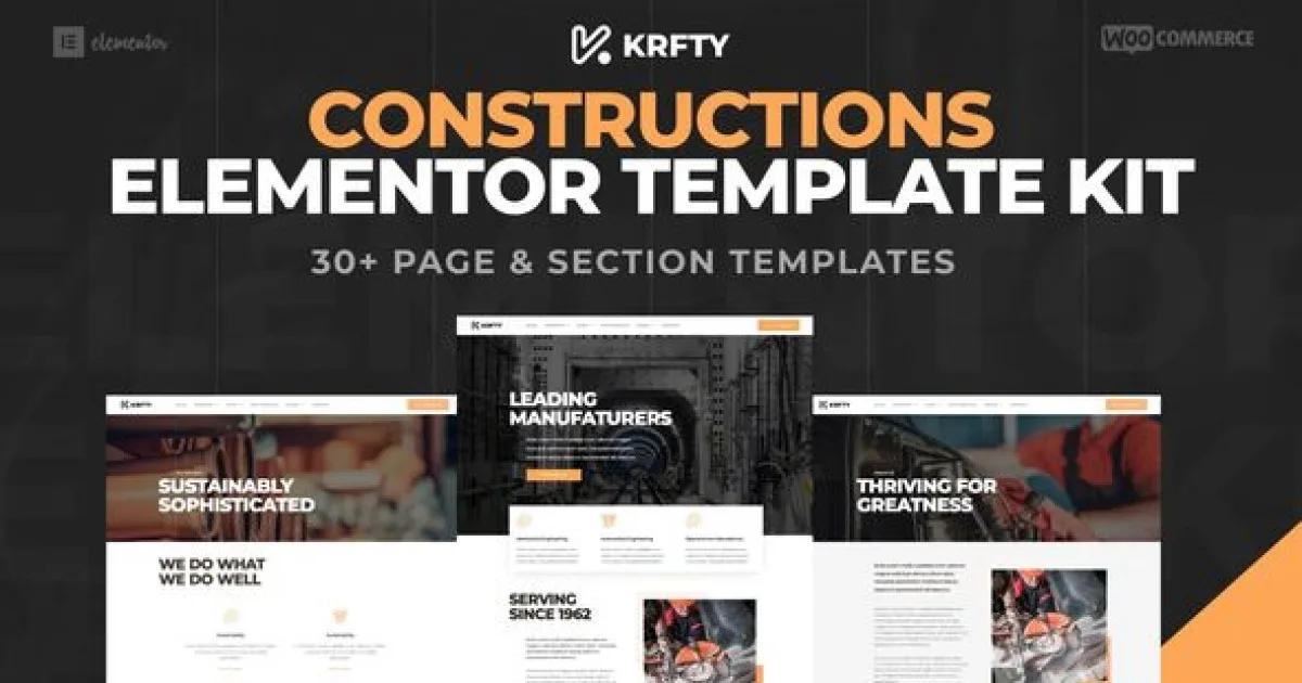 KRAFTY – Construction & Industry Elementor Template Kit
