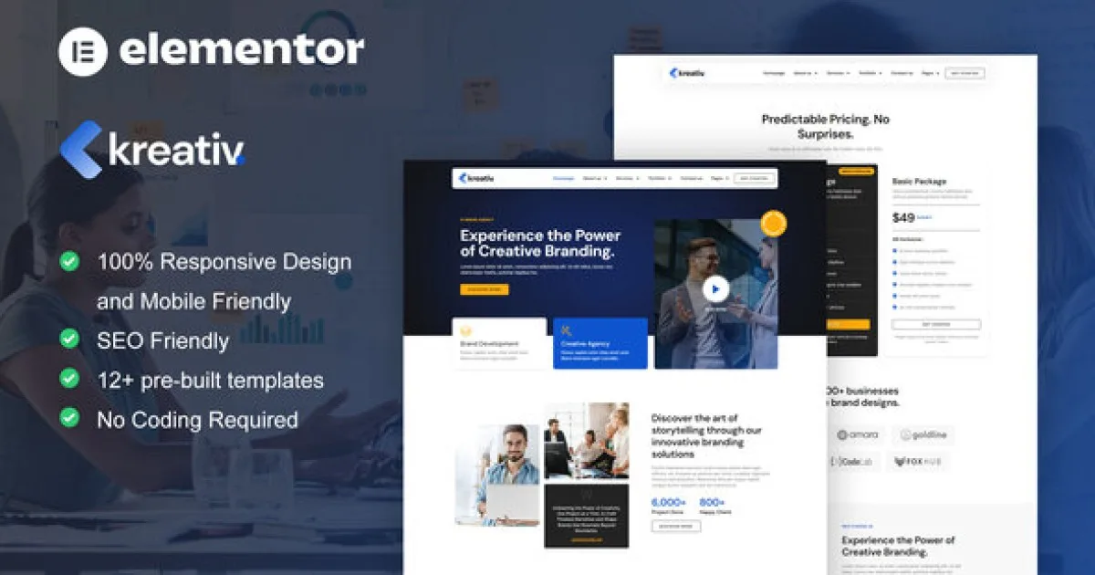 Kreativ – Digital Agency & Creative Branding Elementor Pro Template Kit