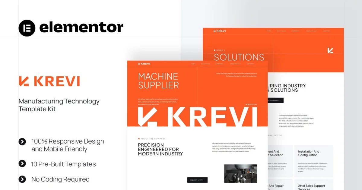 Krevi – Manufacturing Technology Elementor Template Kit