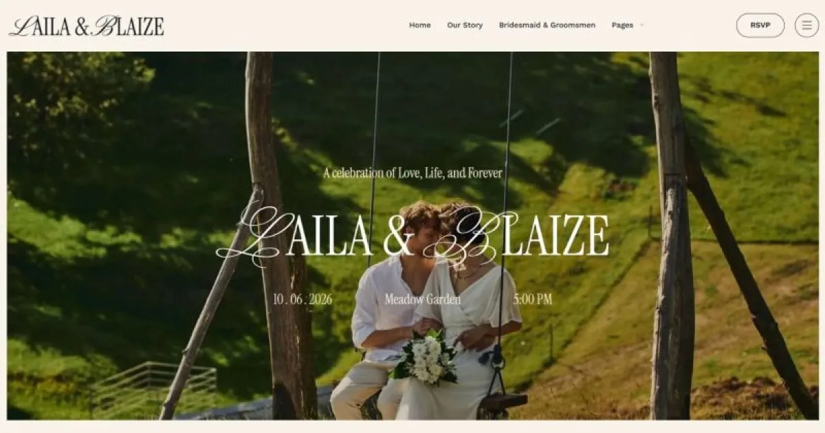 Laila & Blaize – Wedding Invitation Elementor Template Kit