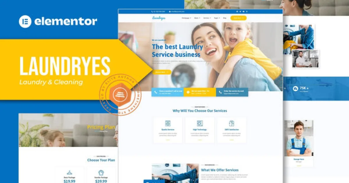 Laundryes – Laundry & Cleaning Elementor Template Kit - Official Release Preview