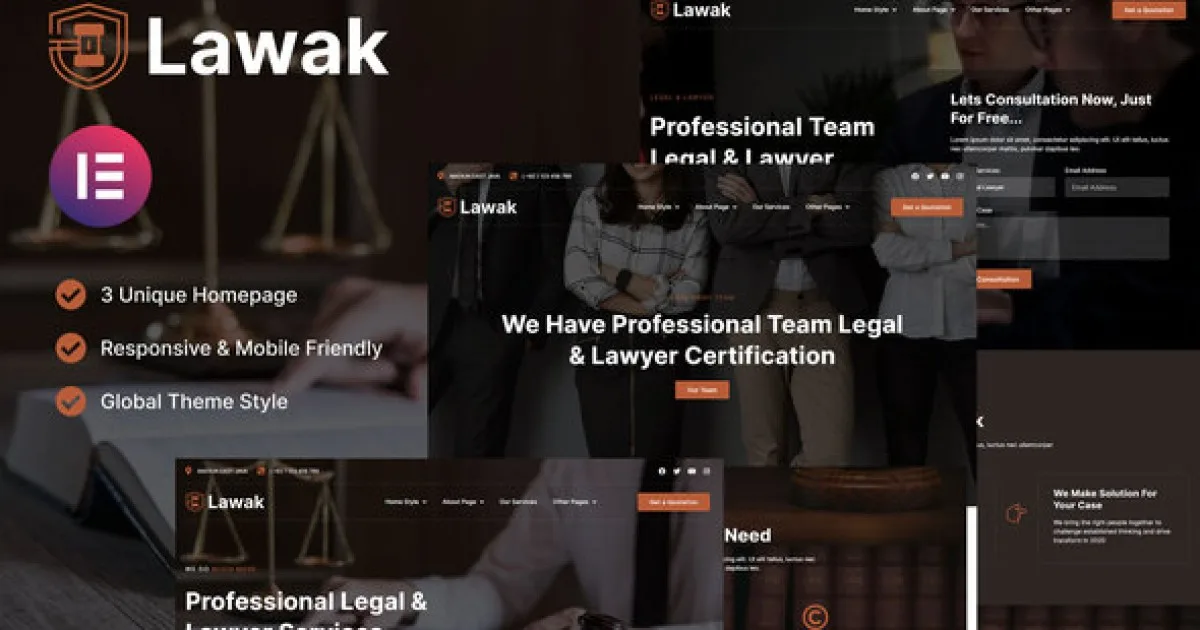 Lawak – Legal & Lawyer Services Elementor Template Kit