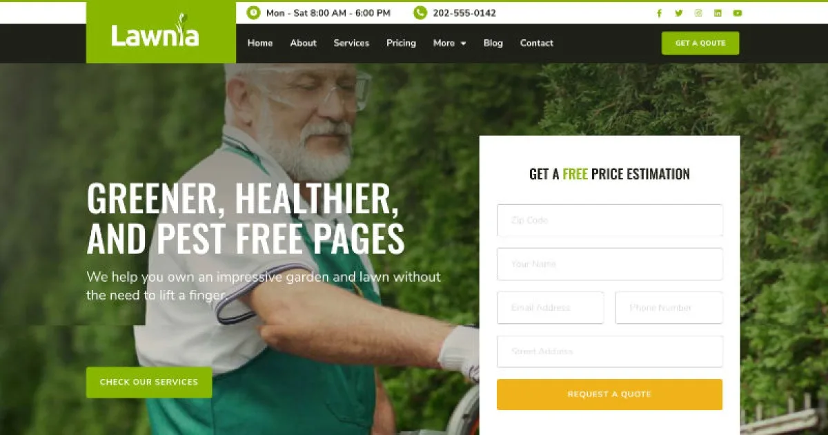 Lawnia – Gardener & Landscaping Business Elementor Template Kit