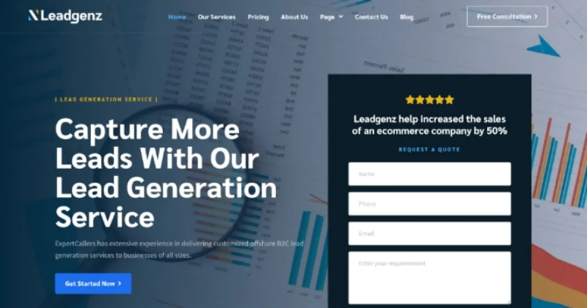 Leadgenz – Lead Generation & Sales Agency WordPress Elementor Template Kit