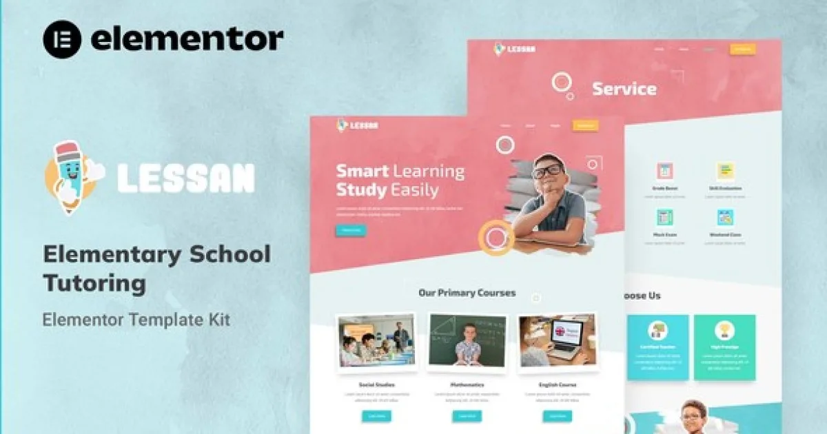 Lessan – Elementary School Tutoring Elementor Template Kit - Official Release Preview