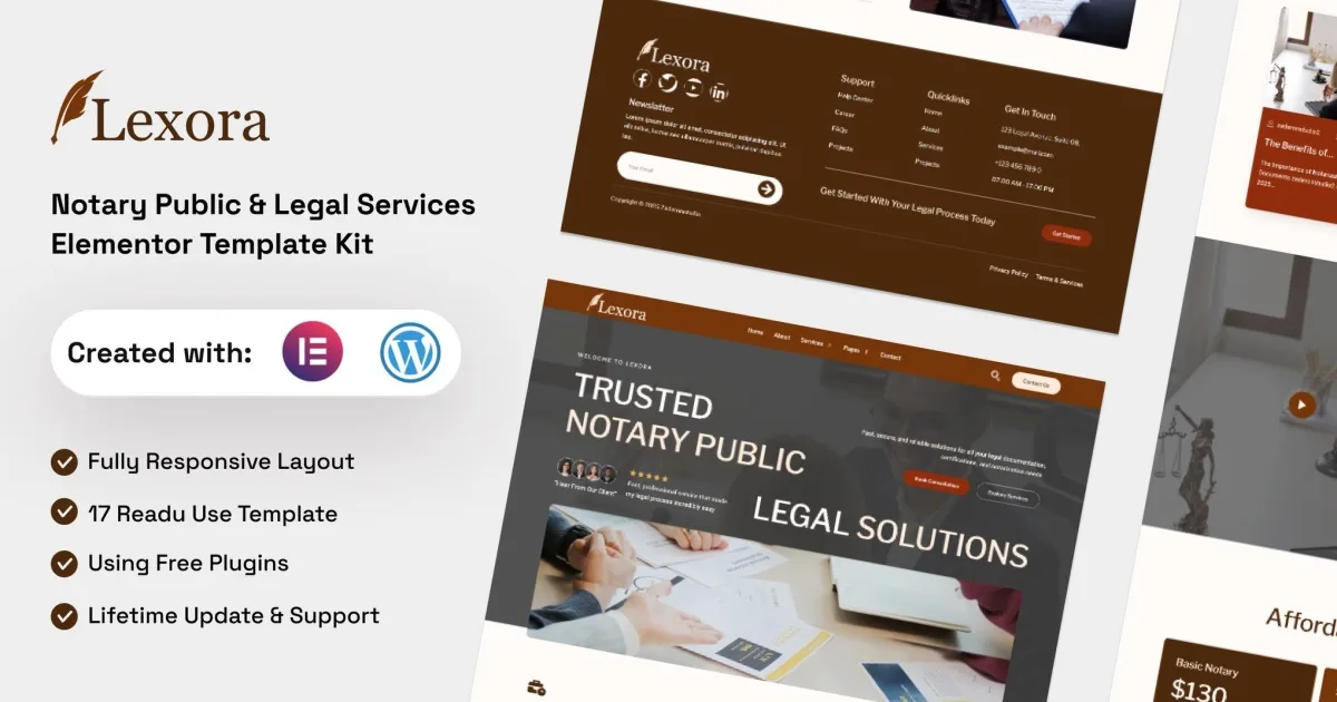 Lexora – Notary Public & Legal Services Elementor Template Kit