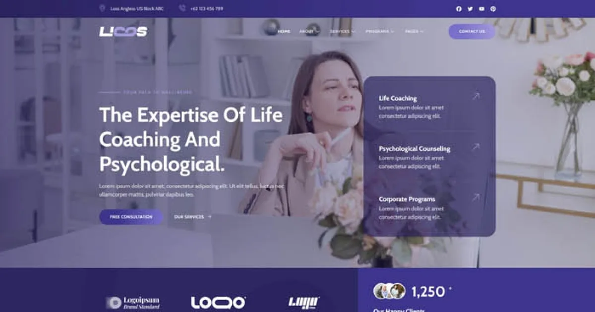 Licos – Life Coach & Psychologist Services Elementor Template Kit