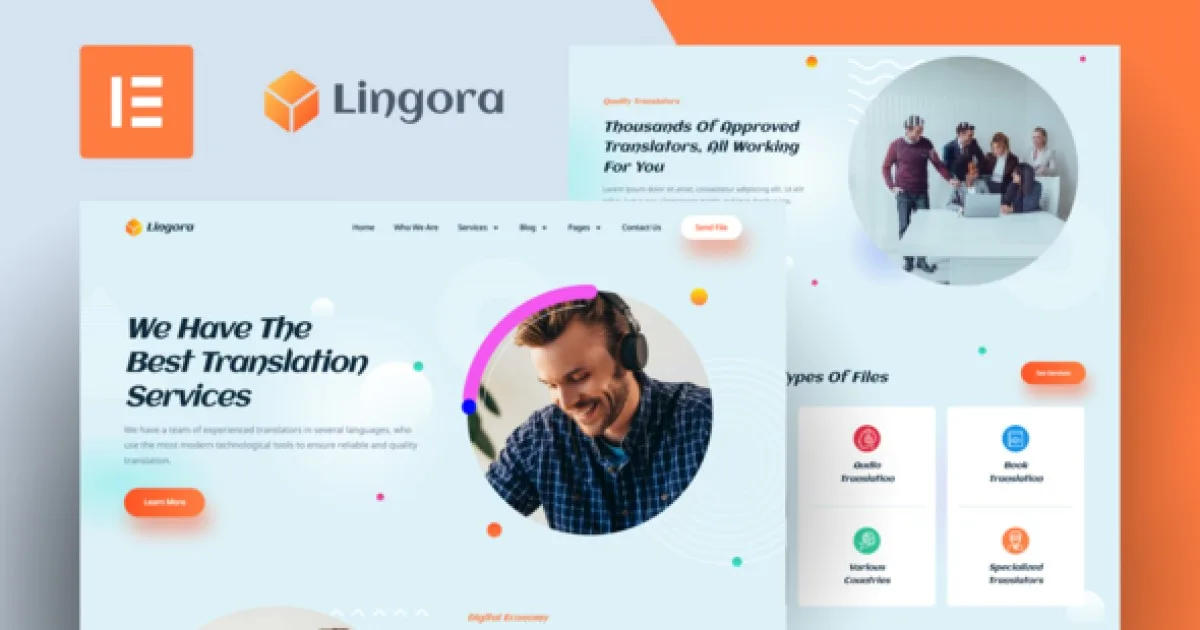 Lingora – Online Translation Services Elementor Pro Template Kit - Official Release Preview