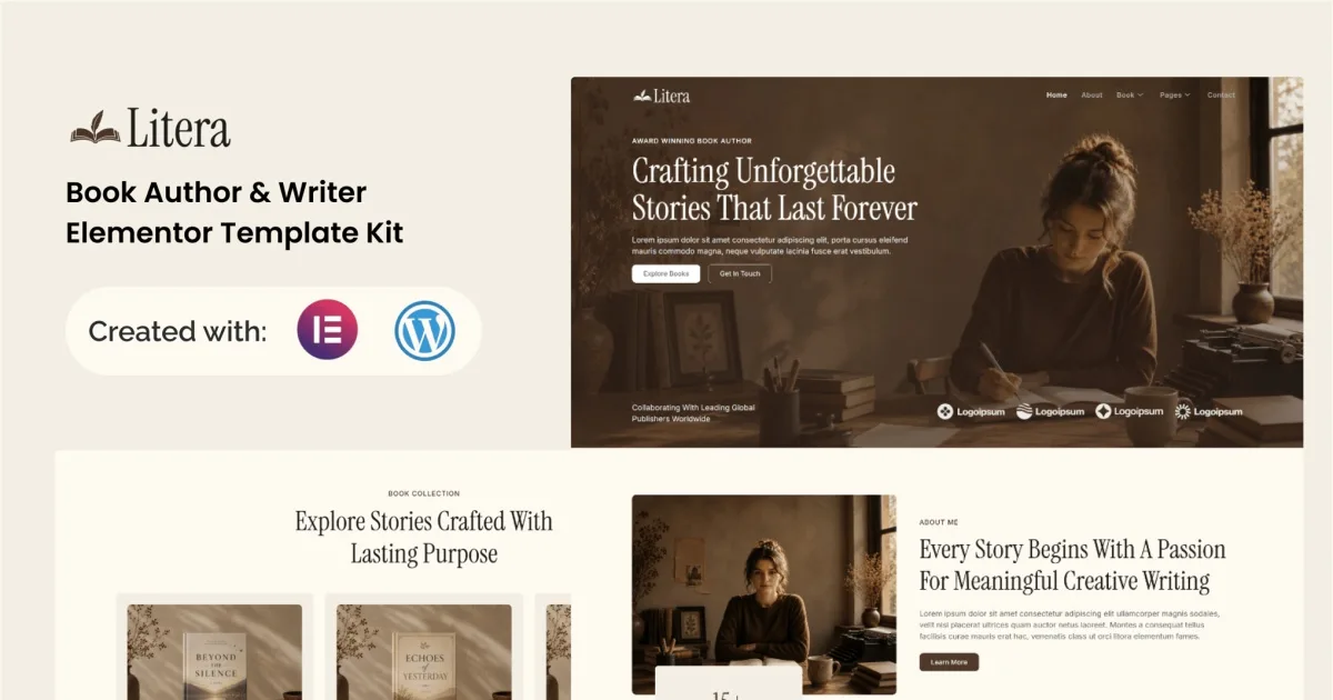 Litera – Book Author & Writer Elementor Template Kit