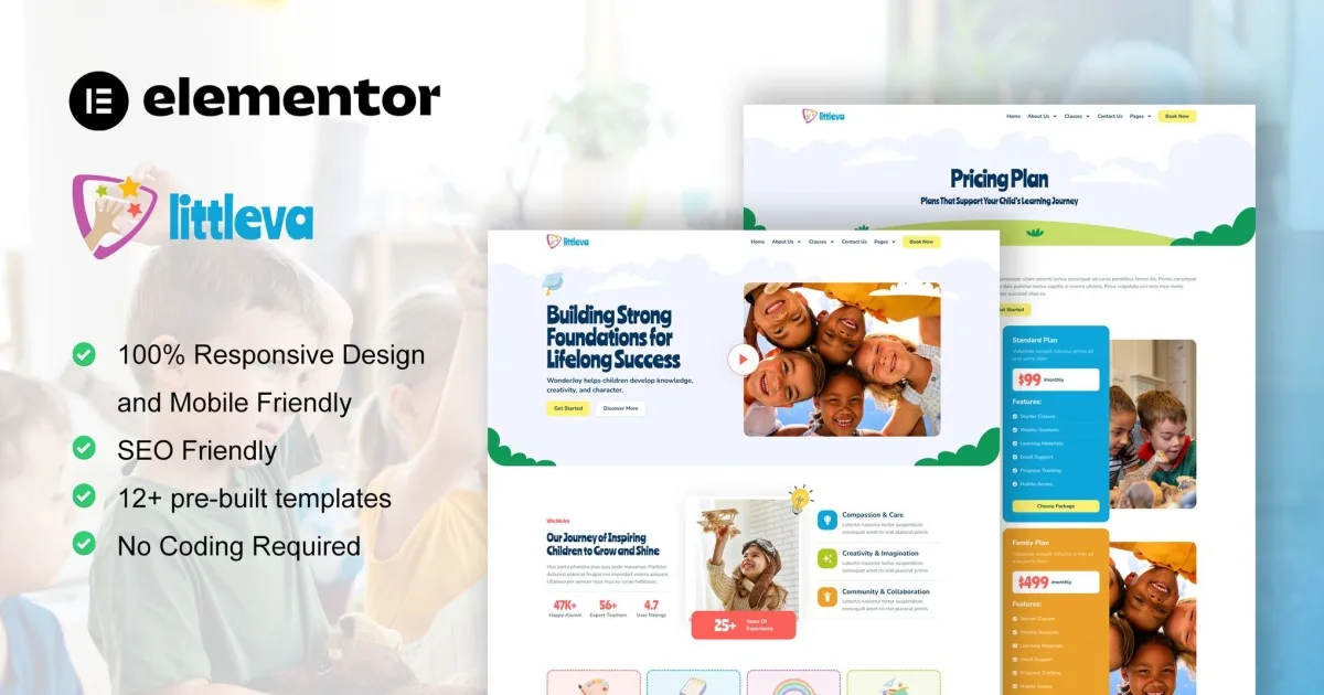 Littleva – Kindergarten & Child Care Elementor Pro Template Kit