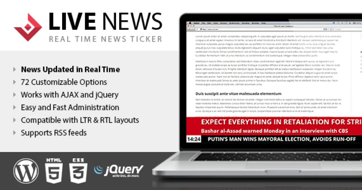 Live News – Real Time News Ticker Plugin