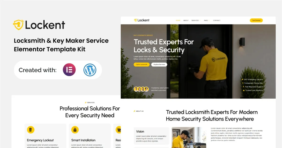 Lockent – Locksmith & Key Maker Service Elementor Template Kit