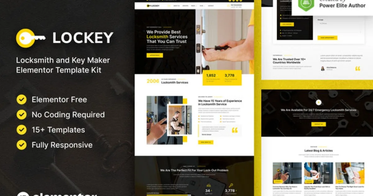 Lockey – Locksmith and Key Maker Service Elementor Template Kit