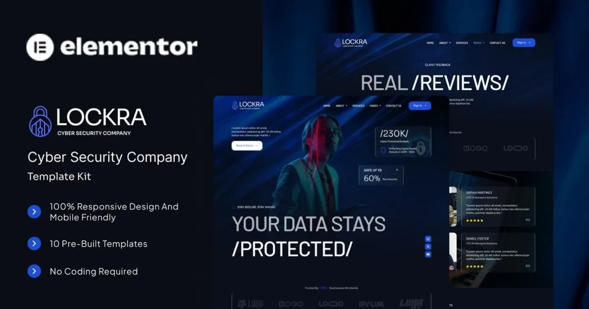 Lockra – Cyber Security Company Elementor Template Kit