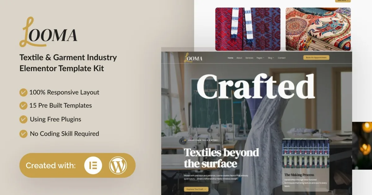 Looma – Textile Garment Industry Elementor Template Kit