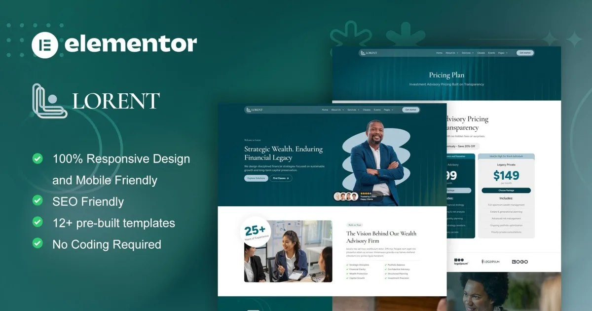 Lorent – Finance Advisor & Investment Elementor Template Kit