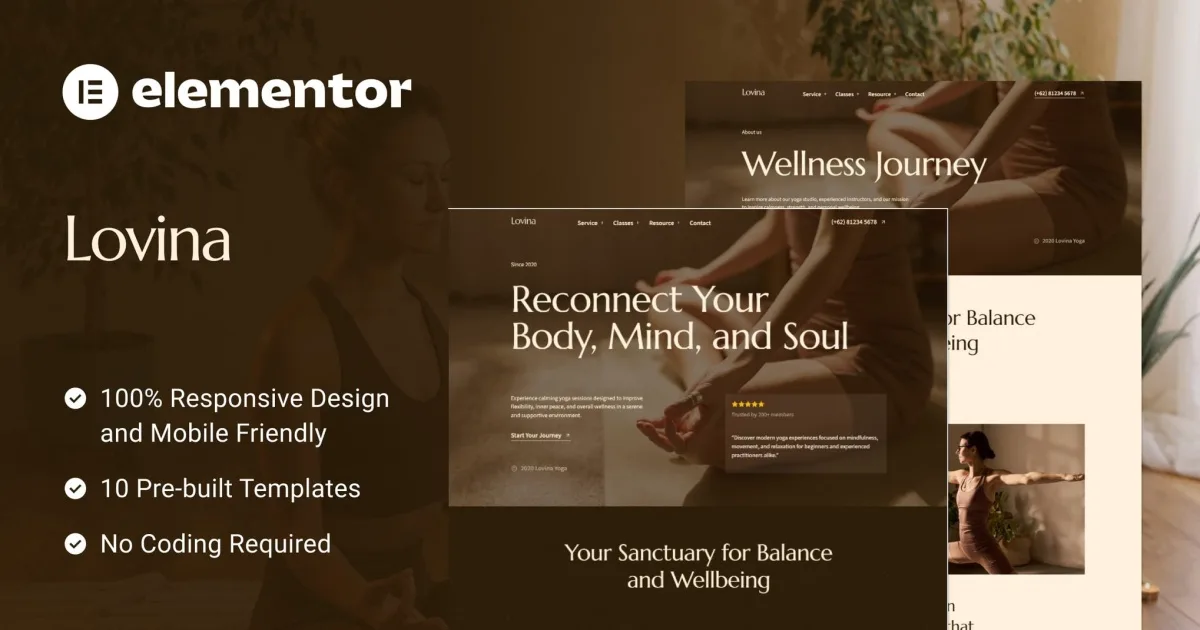 Lovina – Yoga Studio Service Elementor Template Kit