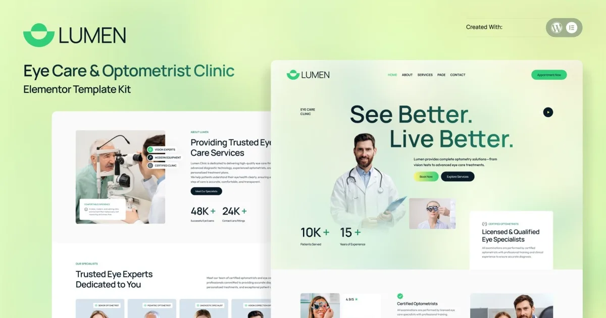 Lumen – Eye Care & Optometrist Clinic Elementor Template Kit