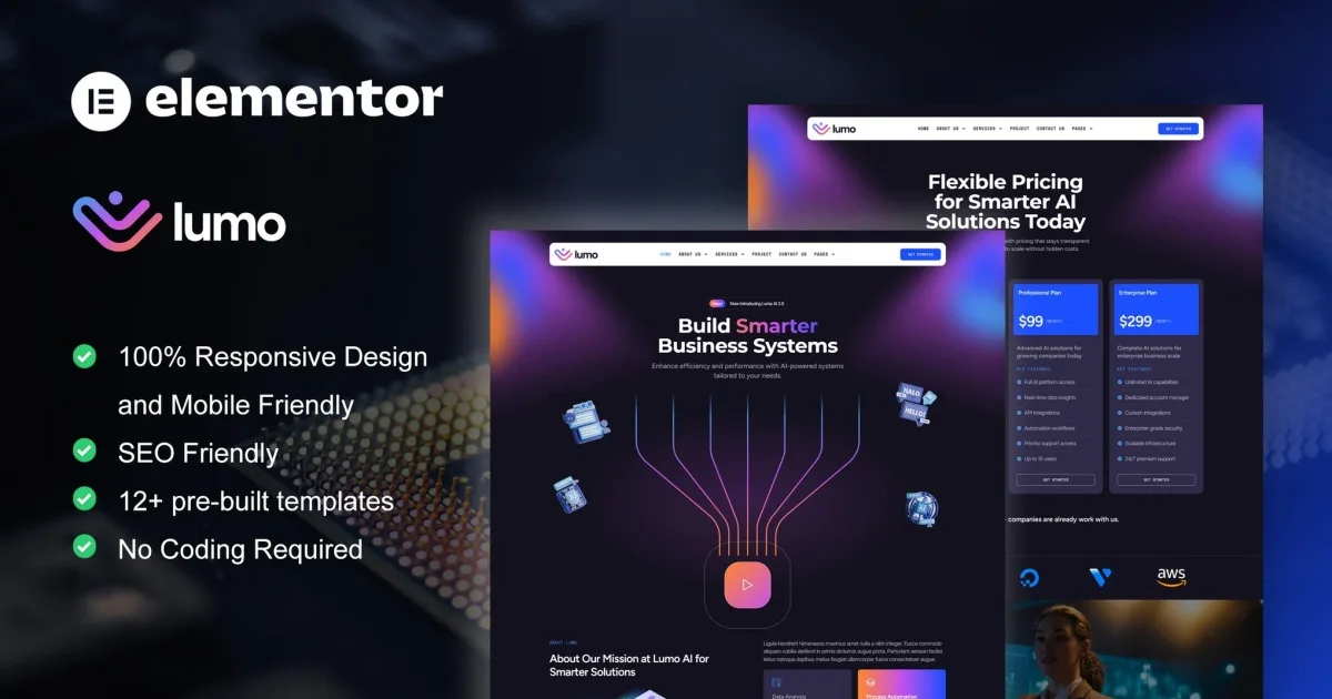 Lumo – Artificial Intelligence & Technology Services Elementor Pro Template Kit