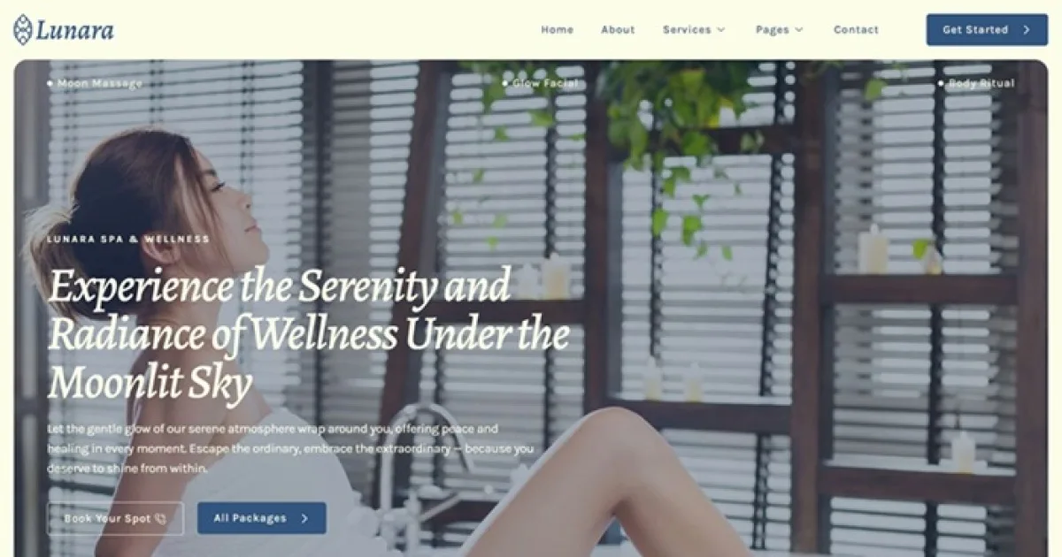 Lunara – Beauty Spa Wellnes Elementor Template Kit