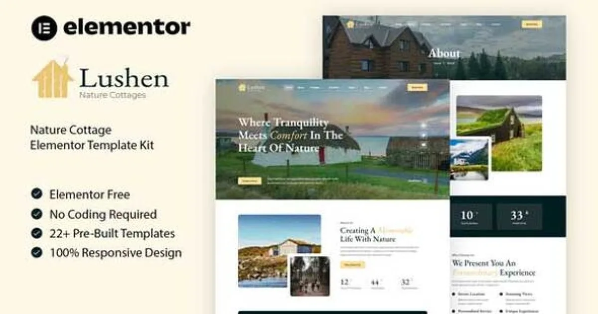 Lushen – Nature Cottage Elementor Template Kit