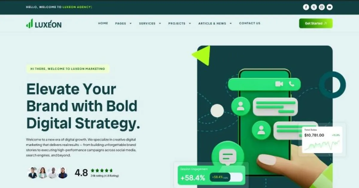 Luxeon – Creative Digital Marketing Elementor Template Kit