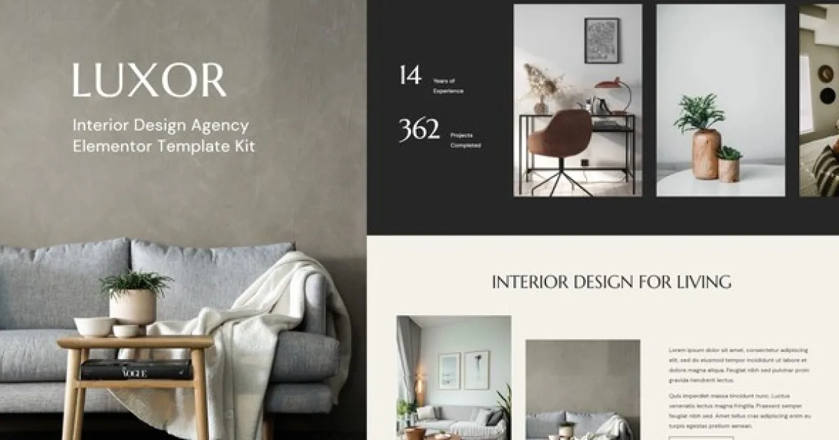 Luxor – Interior Design Agency Elementor Template Kit