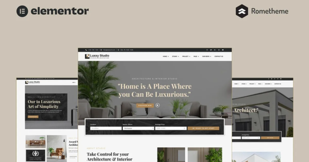 Luxxy – Luxurious Interior & Architecture Elementor Pro Full Site Template Kit