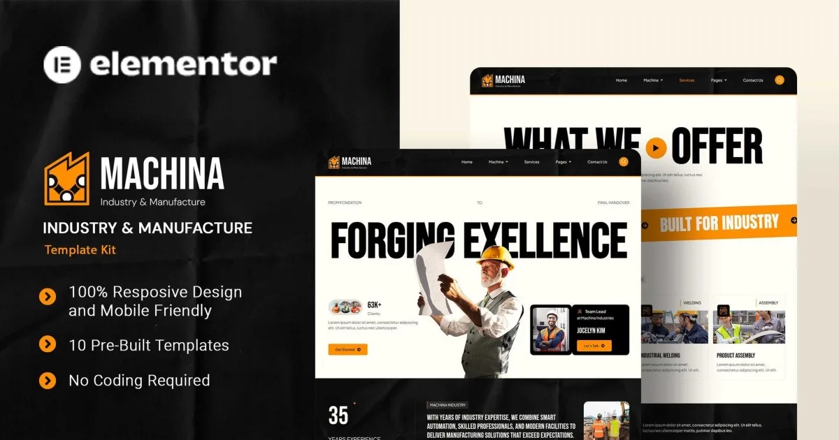 Machina – Industry & Manufacture Elementor Template Kit