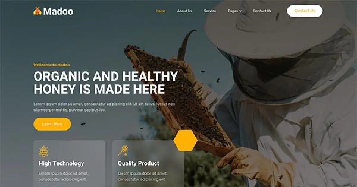 Madoo – Honey Bee & Beekeeping Elementor Template Kit