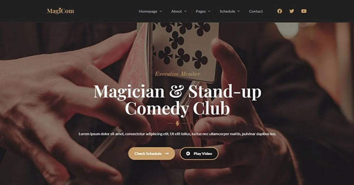 Magicom – Magician & Comedian Club Elementor Template Kit
