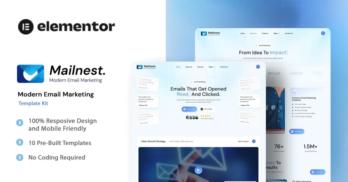 Mailnest – Modern Email Marketing Elementor Template Kit
